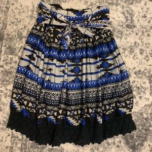 High waisted, mid length tribal skirt black